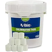 RX Clear 1-Inch Stabilized Chlorine Tablets | One 8-Pound Bucket | Use As Bactericide, Algaecide, and Disinfectant in Swimming