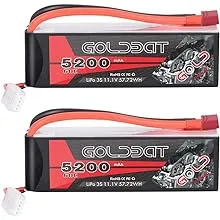 GOLDBAT LiPo RC Battery 5200mAh 3S 60C 11.1V LiPo RC Short Battery with Deans Connector Softcase Pack for RC Car Truck Quadcopter Airplane Helicopter Boat (2 Packs)