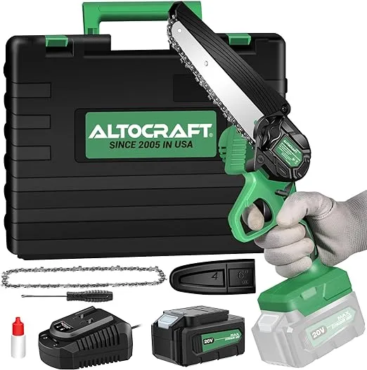 ALTOCRAFT Brushless Mini Chainsaw Cordless 6-inch,Handheld Small Electric Power Chain Saw w/3.0Ah Battery & 1 Hour Fast Charger,Portable Lightweight Chainsaws for Pruning/Branches/Tree Cutting