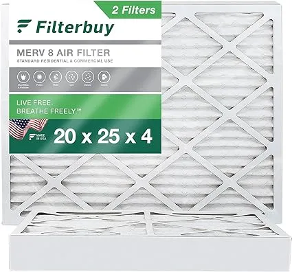 Filterbuy 20x25x4 MERV 8 Pleated HVAC AC Furnace Air Filters (2-Pack)