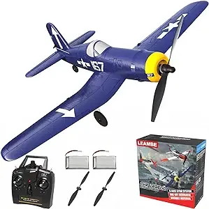 RC Plane 4 Channel Remote Controlled Aircraft Ready to Fly, One Key Aerobatic and One-Key U-Turn, Easy Control for Beginners, F4U Corsair RC Airplane Best Gift for Advanced Kids LEAMBE