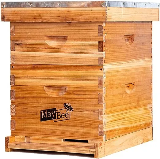 Bee Hive 10 Frame Bee Hives and Supplies Starter Kit, Bee Hive for Beginner, Honey Bee Hives Includes 1 Deep Bee Boxes, 1 Bee Hive Super with Beehive