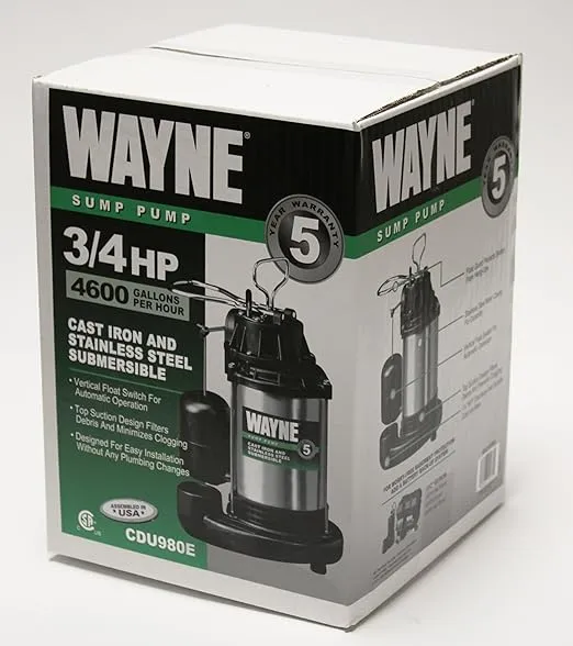 Wayne CDU980E 3/4 HP Submersible Sump Pump