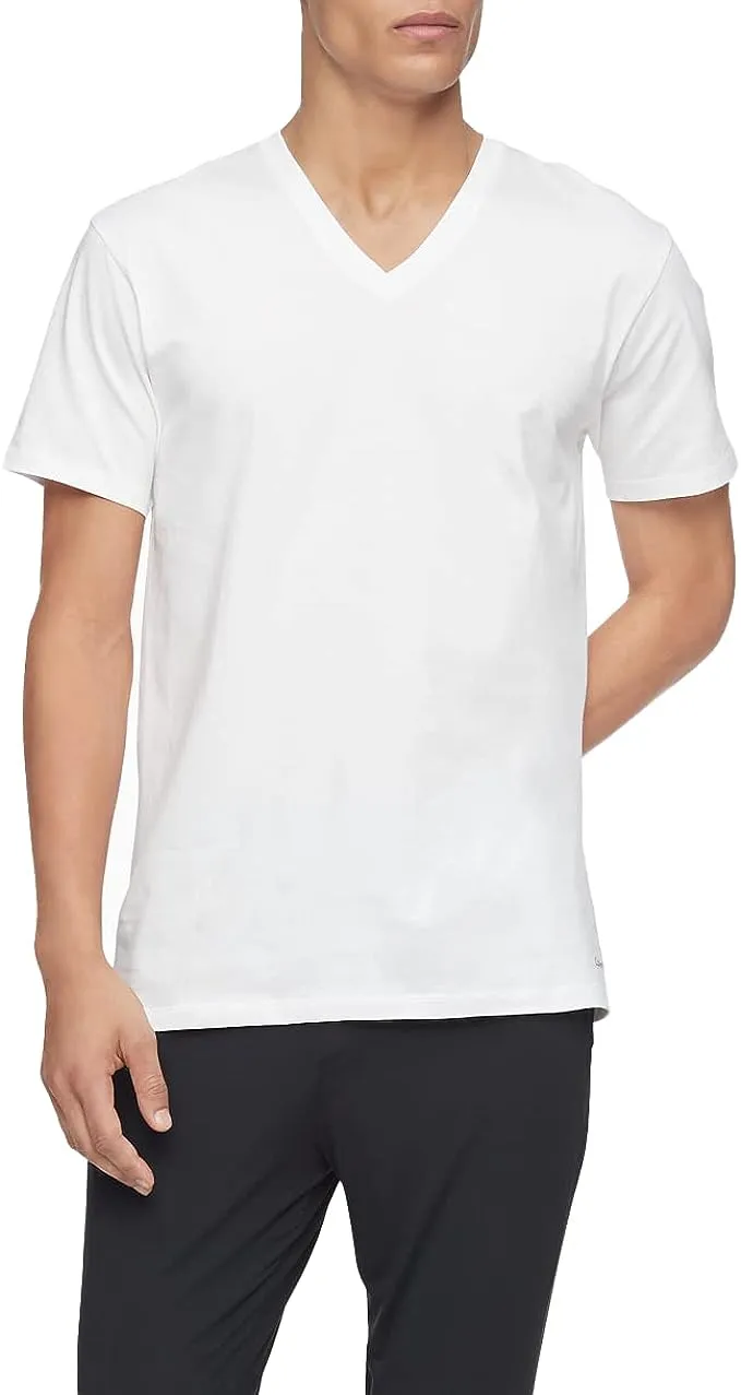 Calvin Klein Men's Cotton Classics 3-Pack V-Neck T-Shirt - White - L