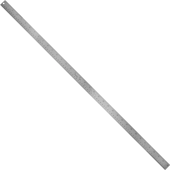 36" Stainless Steel Ruler with Non-Skid Rubber Backing: inch and Metric