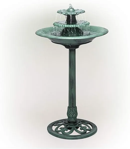 Alpine Corporation 35-in H Green Plastic Complete Birdbath