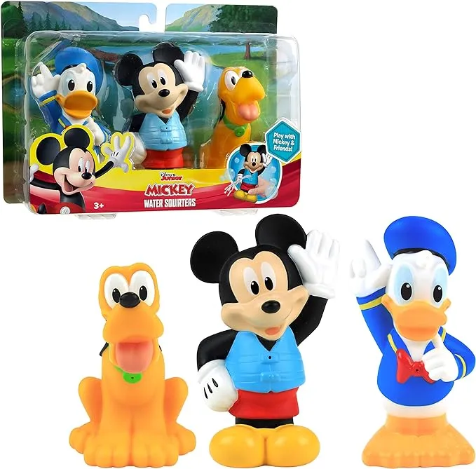 Disney Junior Mickey Mouse Bath Toy Set, Includes Mickey Mouse, Donald Duck, and Pluto Water Toys, Kids Toys for Ages 3 Up by Just Play