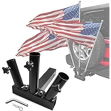 KAIRAY Hitch Mount 3 Flag Pole Holder Three-Headed Flagpole Universal for Standard 2 inch Receiver Fit for Truck SUV RV Pickup