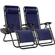 Best Choice Products Adjustable Zero Gravity Lounge Chair Recliners with Cup Holders, Blue - 2 pack