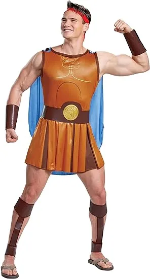 Disney Hercules Adult Hercules Costume | Adult | Mens | Brown/Blue/Orange | 2X | Disguise Limited