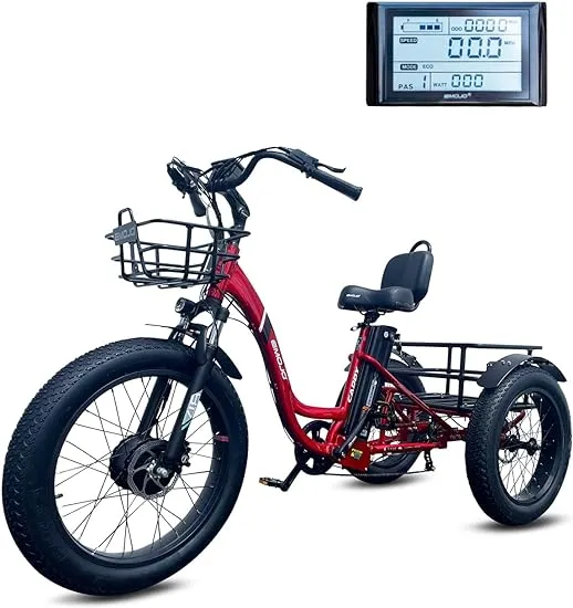 Emojo Caddy Pro Fat Tire Electric Trike 500W, 48V, White