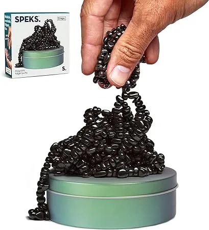 Speks Crags Ferrite Putty | Over 1,000 Smooth Ferrite Stones in a Metal Tin | Fun Fidget Toys for Adults and Desk Toys for Office | Tranquility, 300gSpeks Crags Ferrite Putty | Over 1,000 Smooth Ferrite S…