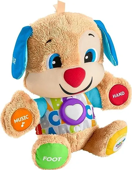 Fisher-Price Laugh & Learn So Big Sis, Large Musical Plush Puppy Toy with Learning Content for Infants and Toddlers 