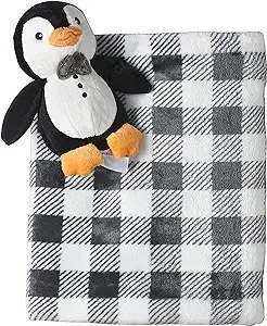 Hudson Baby Infant Boy Plush Blanket with Toy, Mr. Penguin, One Size