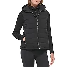 Calvin Klein Women's Hooded Casual Stretch Fabric Quilted Vest