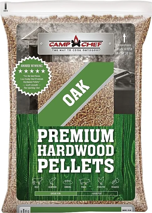 Camp Chef Oak Flavor 100% All-Natural Wood Pellets for Smokers and Pellet Grills, Smoke, Bake, Roast, Braise and BBQ, 20 lb. Bag