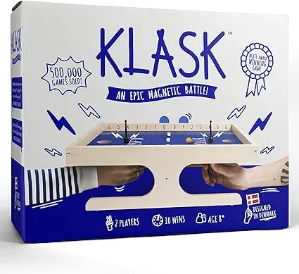 KLASK: The Magnetic Award-Winning Party Game of Skill - for Kids and Adults of All Ages That’s Half Foosball, Half Air Hockey