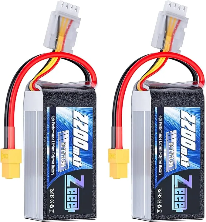 2x Zeee 3S Shorty Lipo Battery 2200mAh 11.1V 50C XT60 for RC Car Truck Heli Quad