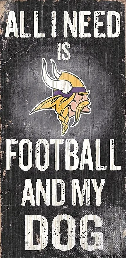 Fan Creations NFL Football and Dog Wood Sign, Minnesota VikingsFan Creations NFL Football and Dog Wood Sign, Minnesota Vikings