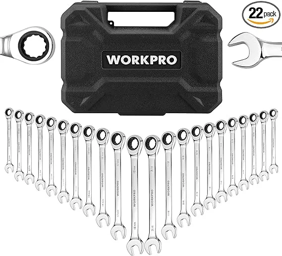 WorkPro 22-Piece Ratcheting Combination Wrench Set, Regular