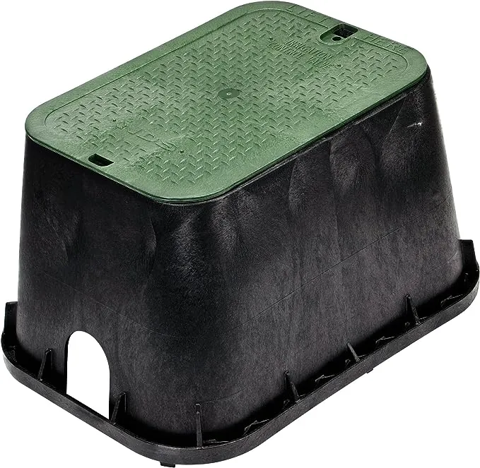 NDS 113BC1PK 14 in. X 19 in. Rectangular Standard Series Valve Box and Cover, 12 in. Height, Irrigation Control Valve Lettering, Black Box, Green Overlapping Cover, Black/Green