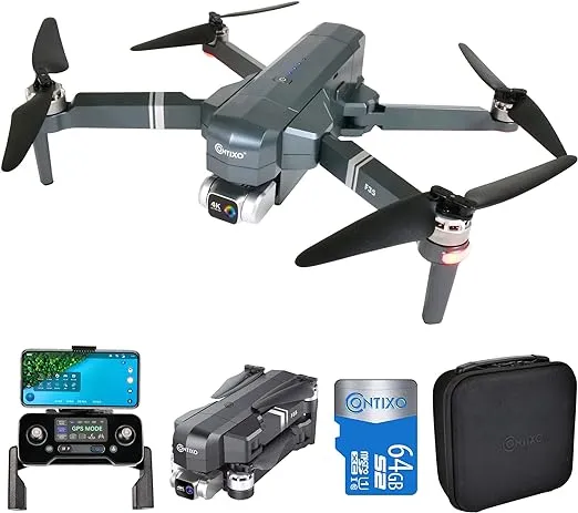 Contixo F35 RC GPS Drone for Adults with 4K UHD Camera 2-Axis Self-Stabilizing Gimbal, 5000ft Fly Range, VR Compatible, Wifi Camera, FPV View, Brushless Motor & Carrying Case