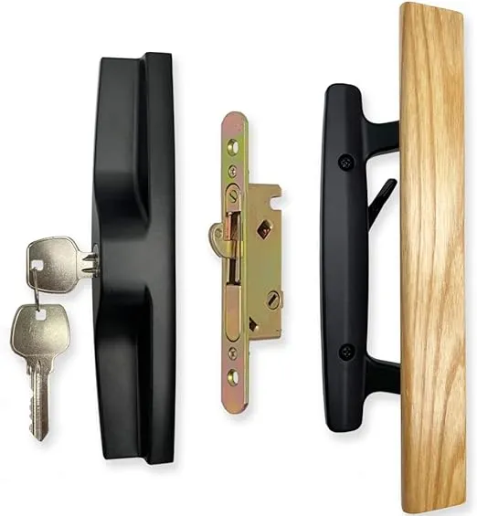 ALLYWASAI Sliding Patio Door Handle Set with Mortise Lock Key Cylinder and Fa...