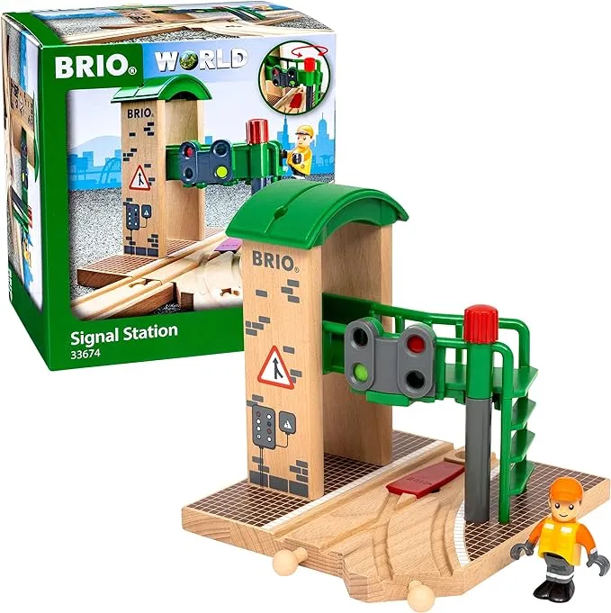 Brio World 33674 - Signalstation | 2-teiliges interaktives Holzspielzeug Zug Zubehör | Ideal für Kinder ab 3 Jahren | FSC-zertifiziertes Holz