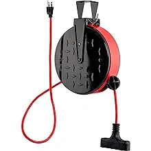 CopperPeak 30 ft Retractable Extension Cord Reel - Ceiling or Wall Mount - 16 ...