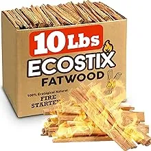 Eco-Stix Fatwood Fire Starter Kindling Firewood Sticks Bulk Packaged Firestarters 100% All Natural Resin Ocote Pine 10 Lbs