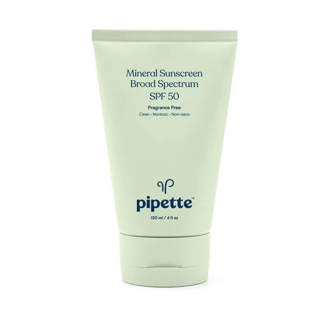 Pipette Sunscreen, Mineral, Fragrance Free, Broad Spectrum SPF 50 - 120 ml