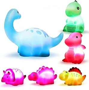 Dinosaur Bath Toys Light-Up Cibolar 6 Packs Floating Bath Toys Set for Baby Toddlers Kids in Birthday Easter Christmas Shower Pool Bath Toys Boys Girls Children Preschool Bathtub Bathroom