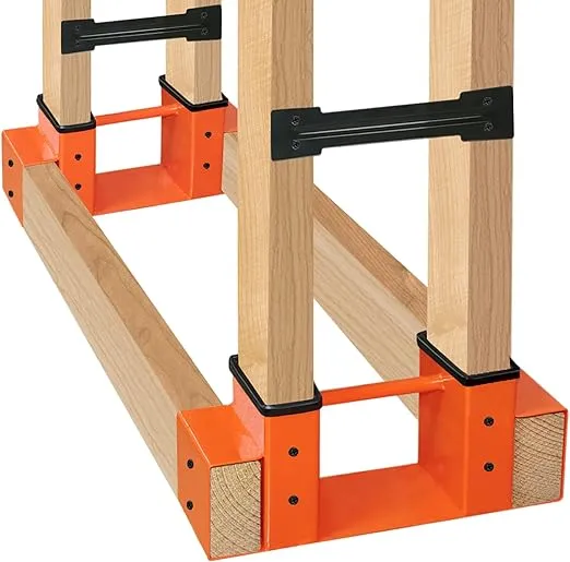 SnugNiture Outdoor Firewood Log Storage Rack Bracket Kit, Adjustable Log Rack Holder, Fireplace Wood Storage Holder with Screws, Orange