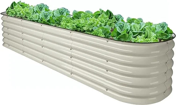 VEGEGA. 8ft X 2ft X 1.4ft Raised Garden Bed Kit, Large Zinc-Aluminum-Magnesium Stainless Steel Metal Planter Box, for Planting Outdoor Plants Vegetables, White