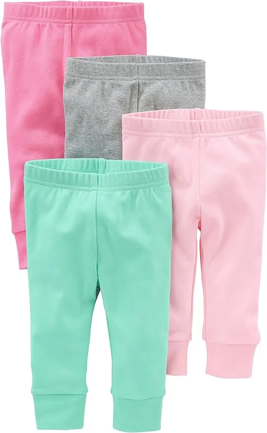 Simple Joys by Carter's Baby Girls 4-Pack Pant, Pink/Grey, Preemie