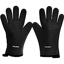 KITCHEN PERFECTION Silicone Smoker Oven Gloves -Extreme Heat Resistant BBQ Gloves -Handle Hot Food Right on Your Smoker Grill Fryer Pit|Waterproof Oven Mitts Grill Gloves |Superior Value Set+3 Bonuses