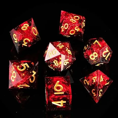 DND Dice Set Handmade 7 Accessories Sharp Edge Dice for Dungeons and Drago