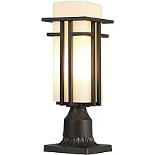 EERU Outdoor Post Lights Waterproof Metal Frame with Milk White Frosted Glass, Pier Mount Outdoor Lighting Fixtures(with 3-Inch Pier Mount Base) Outdoor Post Lantern for Garden Backyard and Porch