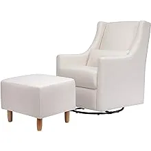 Babyletto Toco Swivel Glider and Ottoman - Performance Cream Eco-Weave