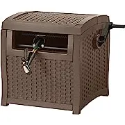 Suncast 225 ft. Smart Track Wicker Hose Hideaway Reel with Hose Guide, Java Brown