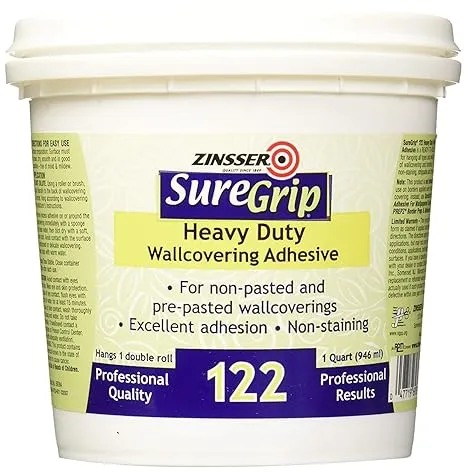 Zinsser 69384 SureGrip 122 Heavy Duty Wallcovering Adhesive, QuartZinsser 69384 SureGrip 122 Heavy Duty Wallcovering Ad…