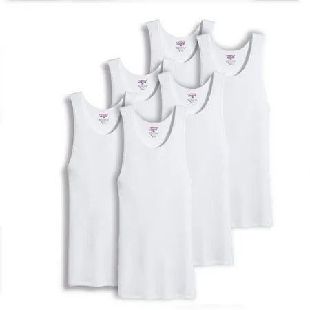 Maggshop 3-6 Packs Mens 100% Cotton Tank Top A-Shirt Wife Beater Undershirt Ribbed Black, White