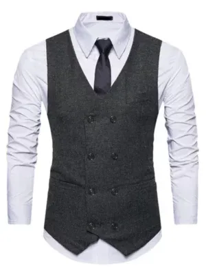 Men's Double Breasted Slim Fit Suit Vest