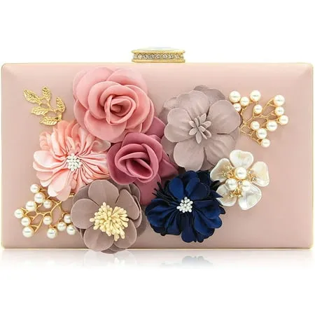 Milisente Evening Bag for Women Flower Wedding Evening Clutch Purse Bride Floral Clutch Bag