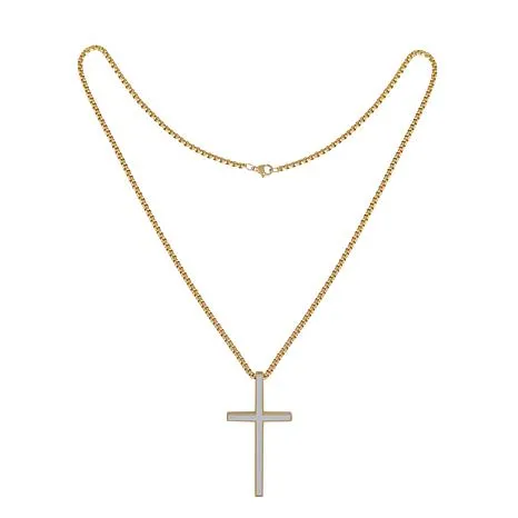 Men's Stainless Steel Cross Pendant with Chain Necklace - 9850851 | HSN