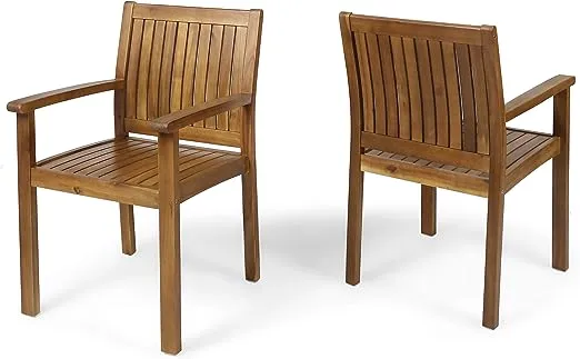 Kylan Outdoor Acacia Wood Dining Chairs (Set of 2) Teak