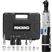 NINOUKO Cordless Electric Ratchet Wrench Set, 3/8" 12V Power Ratchet Driver, 400 RPM 40 Ft-lbs Battery Ratchet with 8 Sockets & 2-Pack 2.0Ah Battery