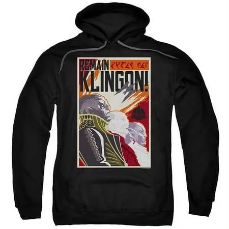 Trevco CBS2342-AFTH-3 Star Trek Discovery & Remain Klingson Poster Adult Pull-Over Hoodie Black - Large