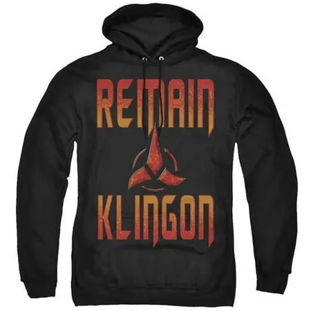 Trevco CBS2572-AFTH-2 Star Trek Discovery & Remain Klingon-Adult Pull-Over Hoodie Black - Medium