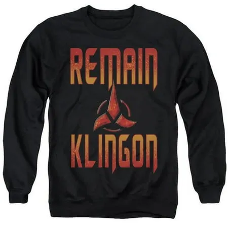 Trevco CBS2572-AS-6 Star Trek Discovery & Remain Klingon-Adult Crewneck Sweatshirt Black - 3X